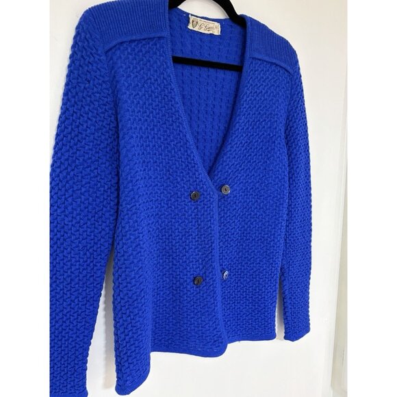 Vintage Rare G. Gucci Women’s 1950/1960’s Blue 2 Button Wool Cardigan Size 44 - Picture 2 of 11